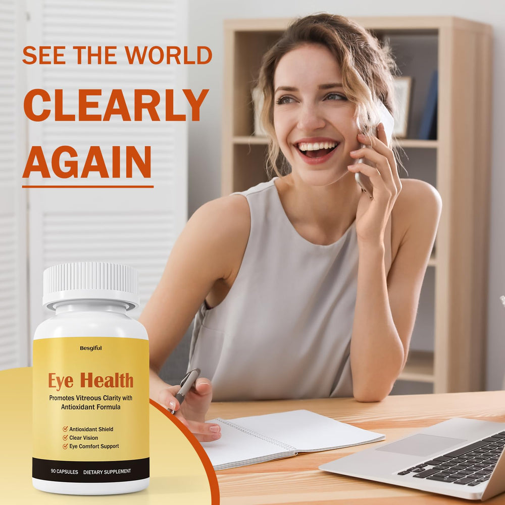 Besgiful Eye Supplement closeup ingredients: grape seed and vitamin C.