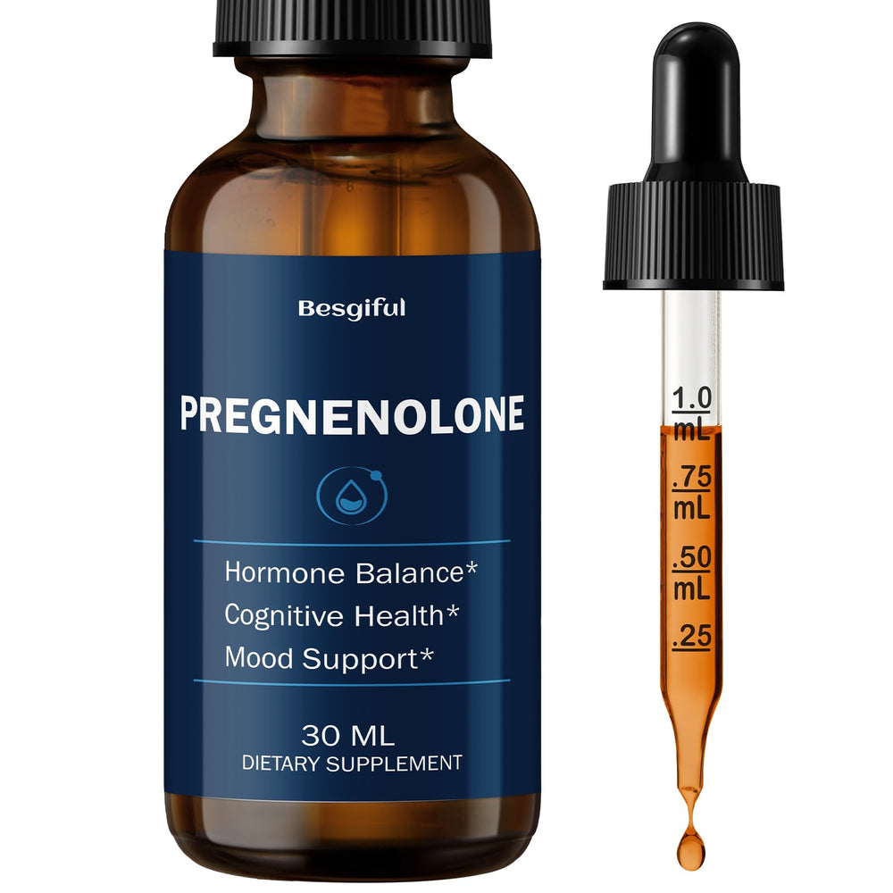 Besgiful liquid pregnenolone drop bottle ready for quick absorption and balance.