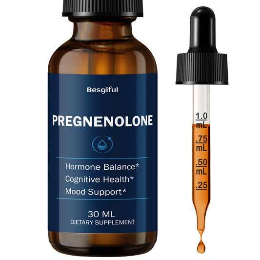 Besgiful liquid pregnenolone drop bottle ready for quick absorption and balance.