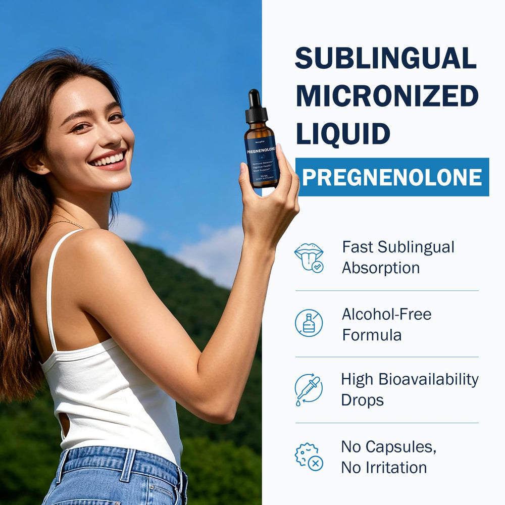 Besgiful pregnenolone bottle label closeup highlighting purity and hormone balance.