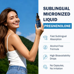 Besgiful pregnenolone bottle label closeup highlighting purity and hormone balance.