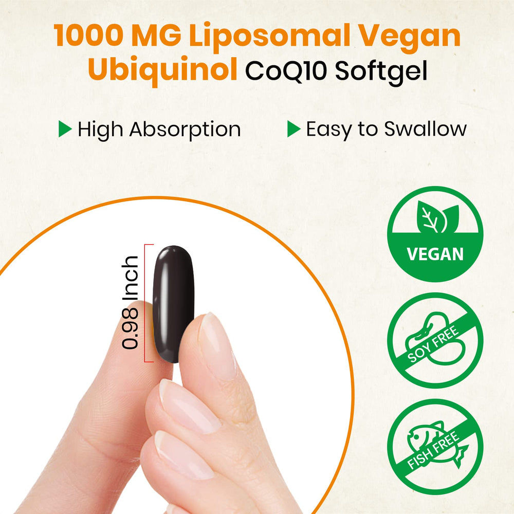 Besibest vegan-certified label closeup communicates plant-based CoQ10 source.