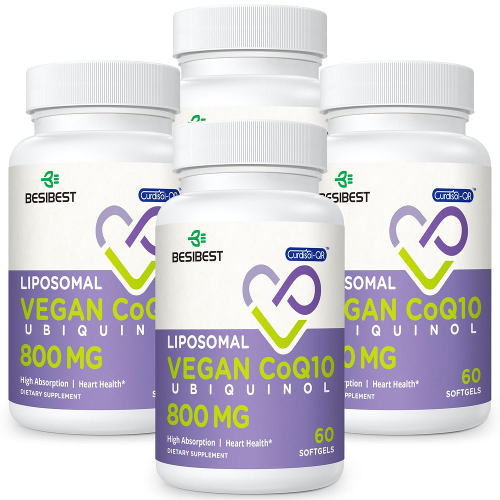Besibest liposomal ubiquinol 800mg softgel front shows premium formulation for daily energy support.