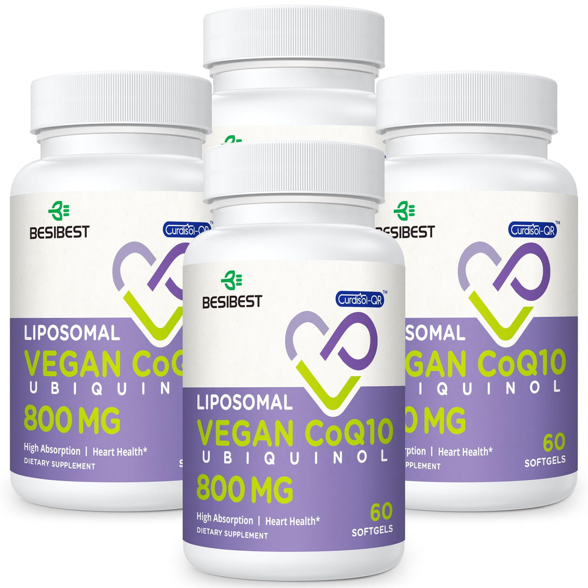 Besibest liposomal ubiquinol 800mg softgel front shows premium formulation for daily energy support.