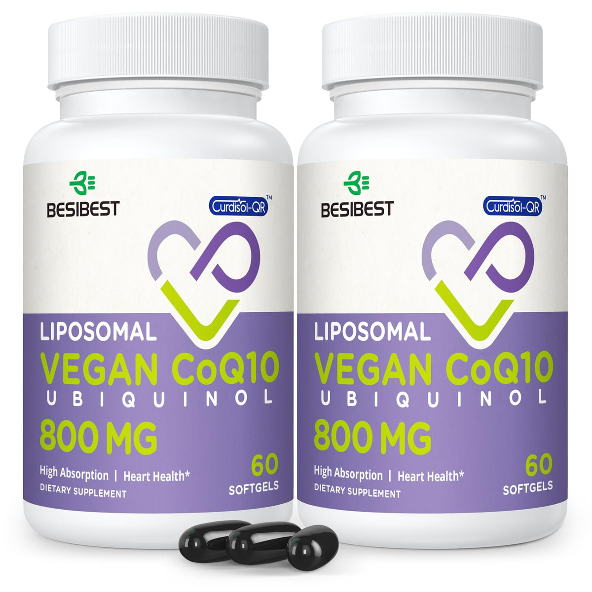Besibest liposomal ubiquinol CoQ10 800 mg bottle emphasizes high-absorption energy support