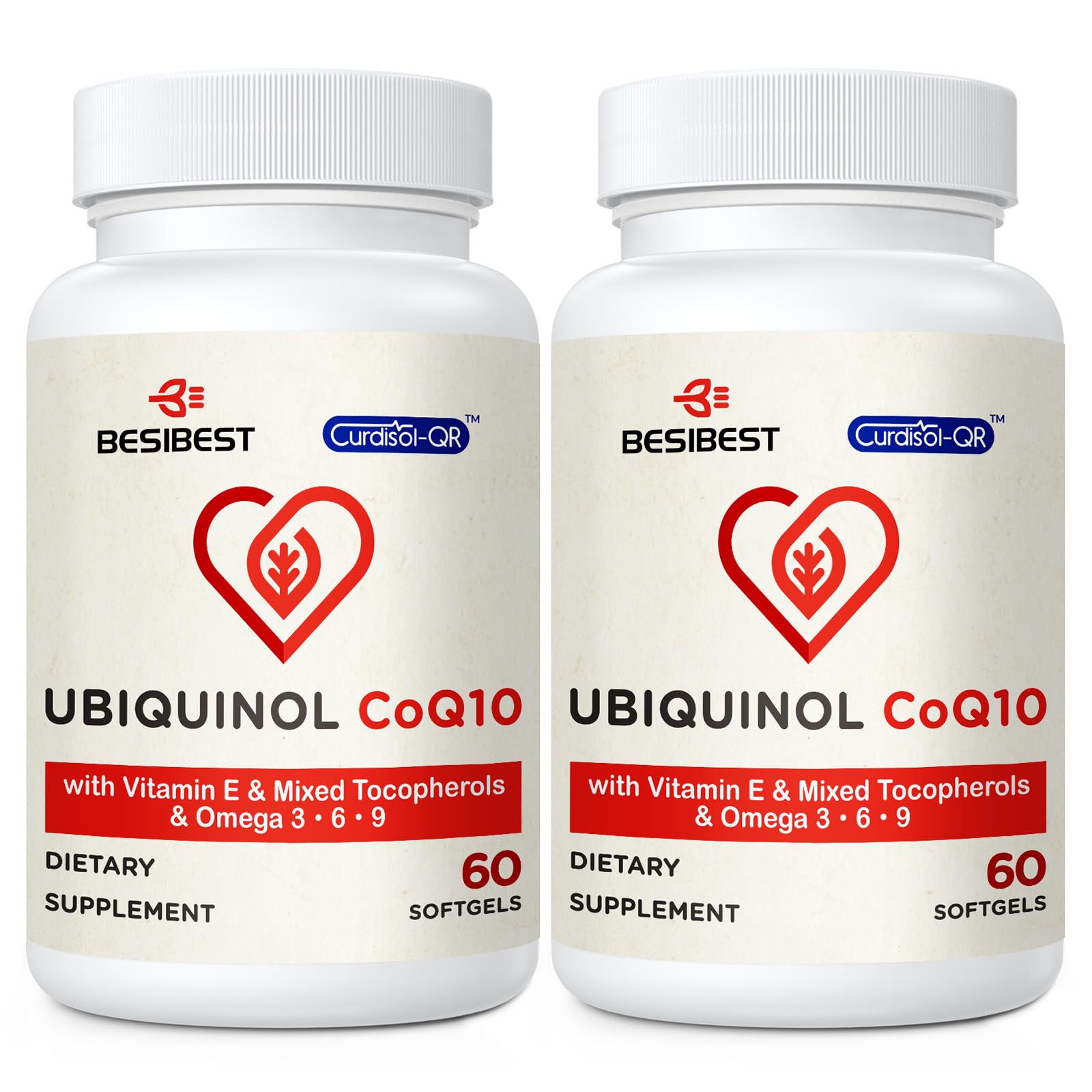 Besibest ubiquinol 600mg softgel bottle front view highlighting high-dose formula