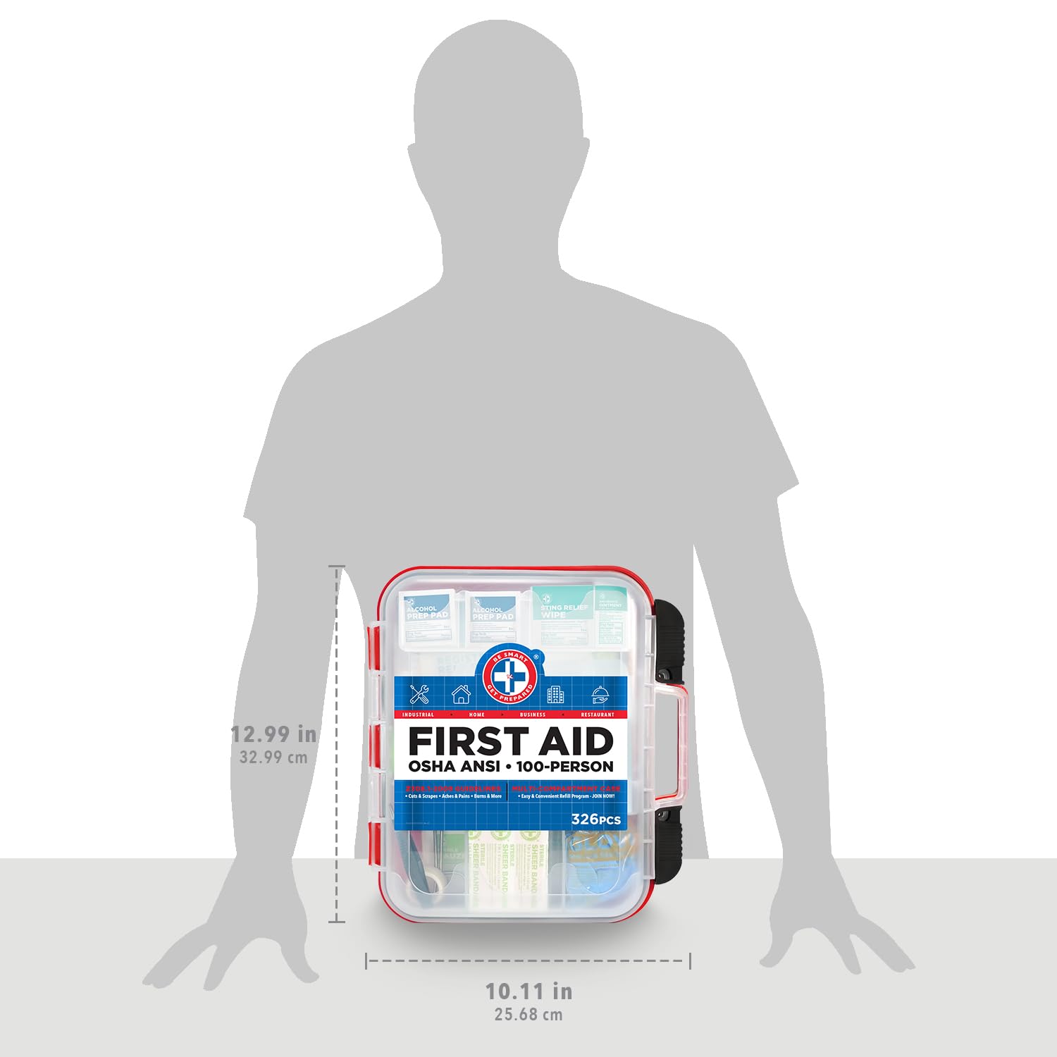 Be Smart Get Prepared First Aid Kit includes antibiotic ointment and burn cream packets