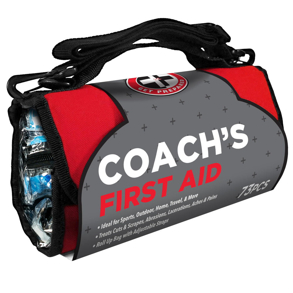 Be Smart Get Prepared coach kit roll-out bag open for quick sports injury access.