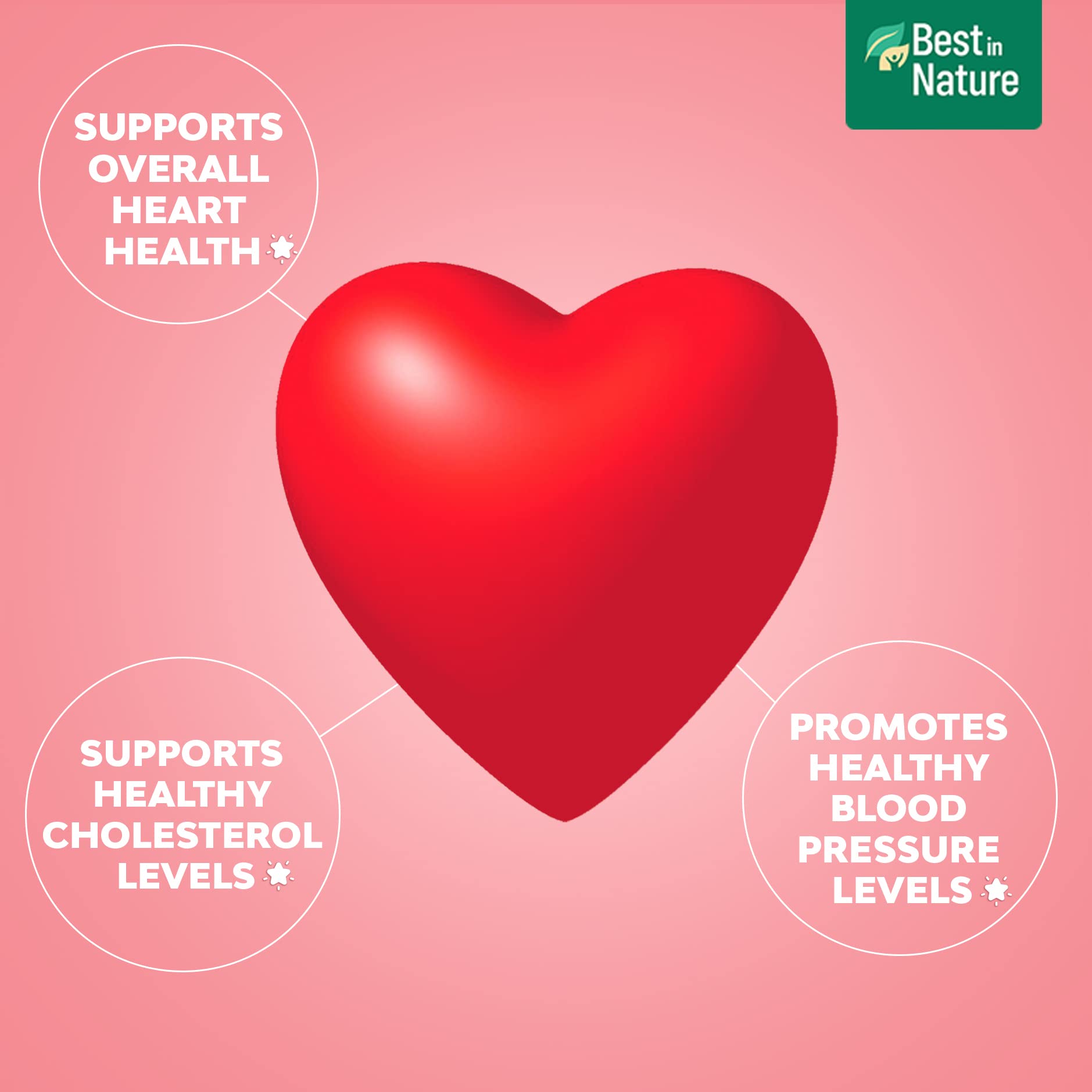 Best in Nature VigorHeart capsules close-up shows easy-to-swallow supplement.
