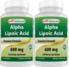 Best Naturals Alpha Lipoic Acid 600 mg bottle front view, signaling trust and quality