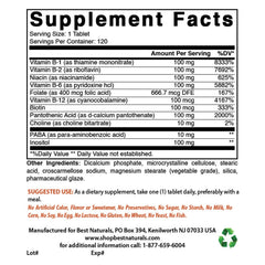 Close-up of Best Naturals B-100 Complex label showing clear ingredients for daily energy support