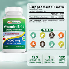 Best Naturals B12 methylcobalamin sublingual tablets packaging for easy daily intake