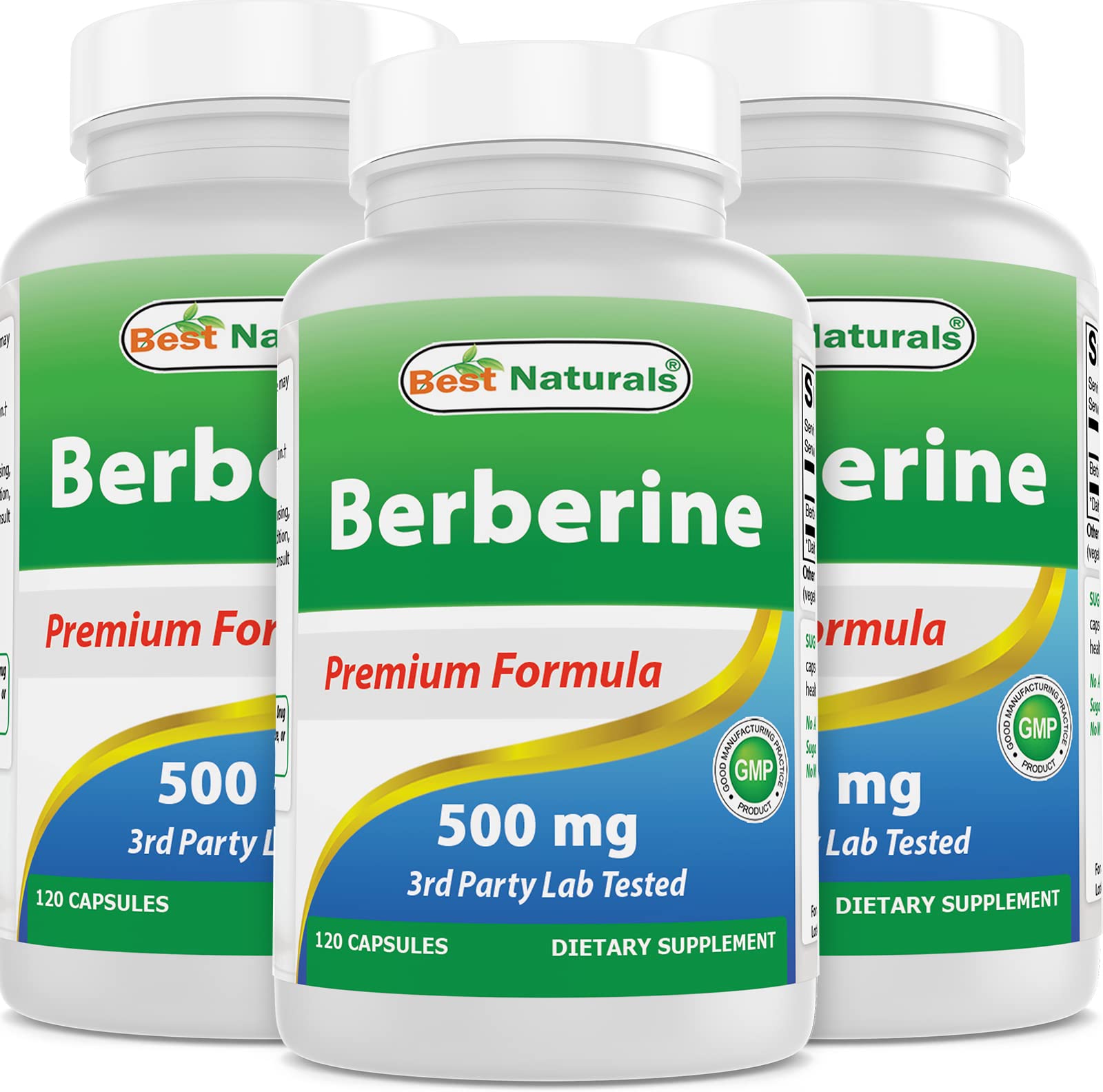 Best Naturals Berberine 500mg bottle labeled for daily immune and cardiovascular support.