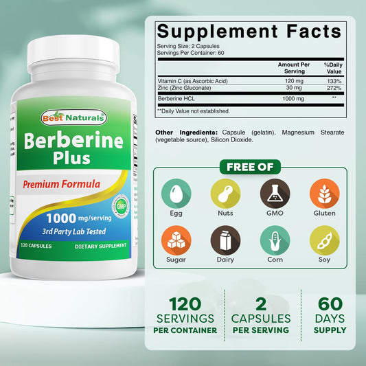 Best Naturals Berberine Plus capsules arranged for daily use