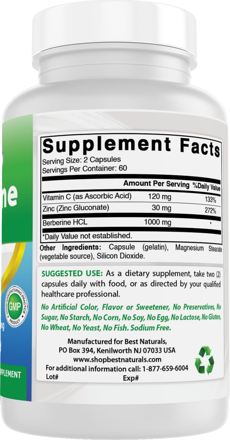 Best Naturals Berberine Plus gluten-free and non-GMO attributes