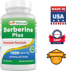 Best Naturals Berberine Plus bottle with Made in USA badge.