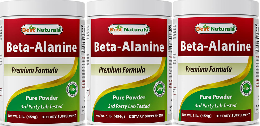Best Naturals Beta Alanine Pure Powder bottle front, high purity for workouts