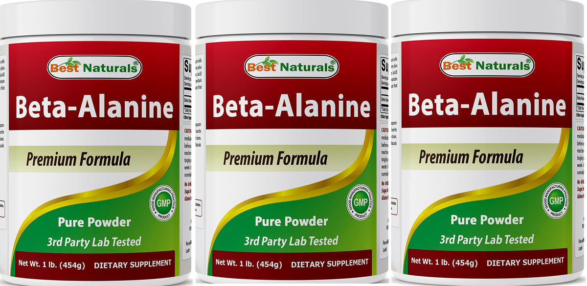 Best Naturals Beta Alanine Pure Powder bottle front, high purity for workouts
