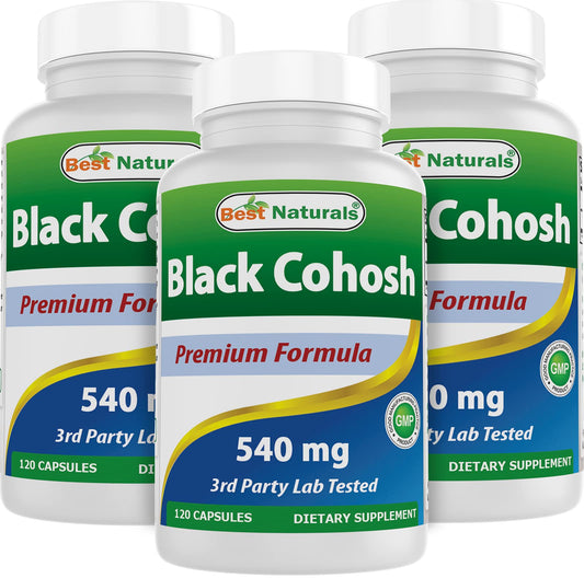 Best Naturals Black Cohosh 540 mg bottle front, high-potency daily wellness option.