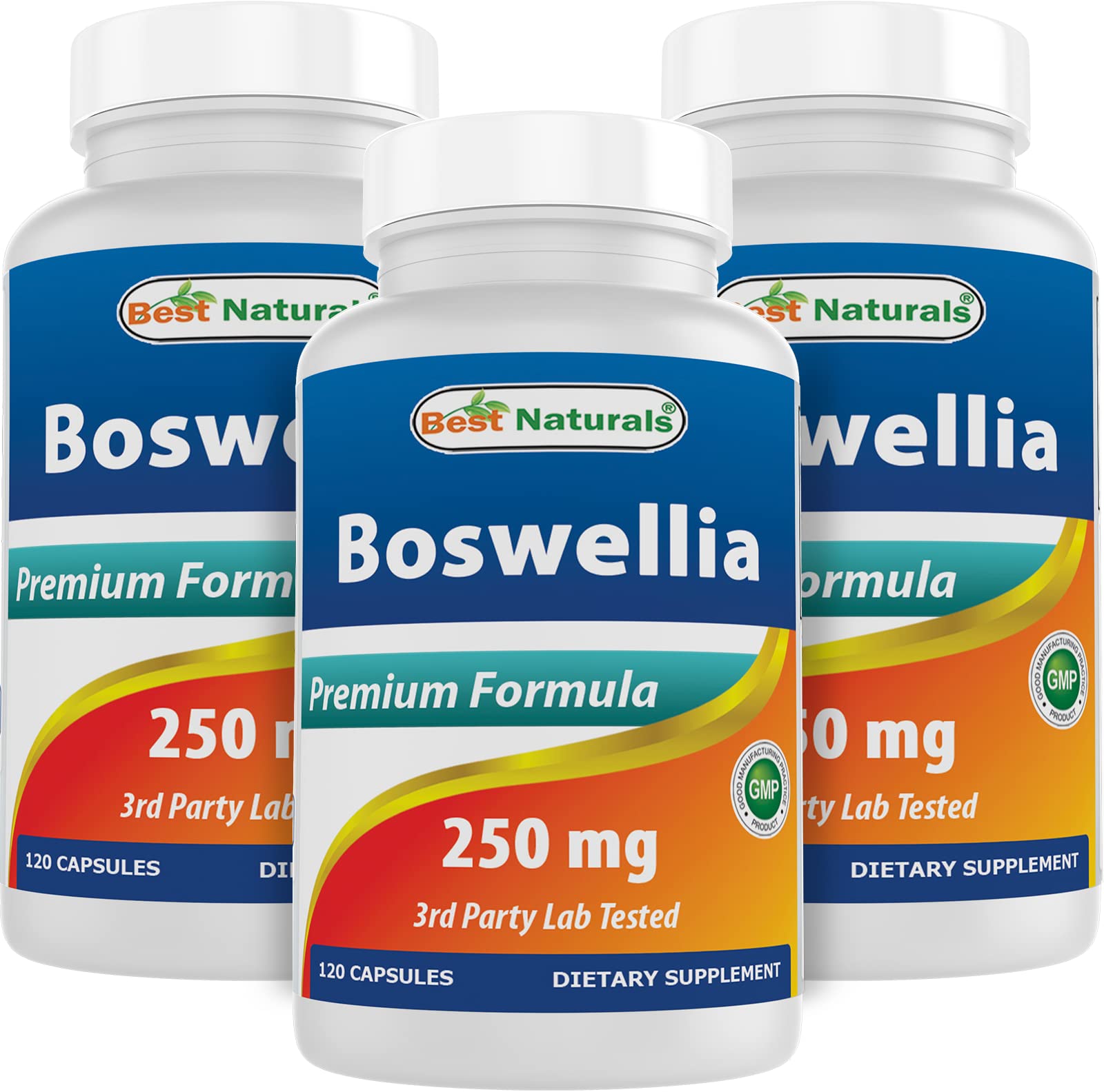 Best Naturals Boswellia Serrata Joint Health bottle front view highlighting 250 mg capsules for joint support