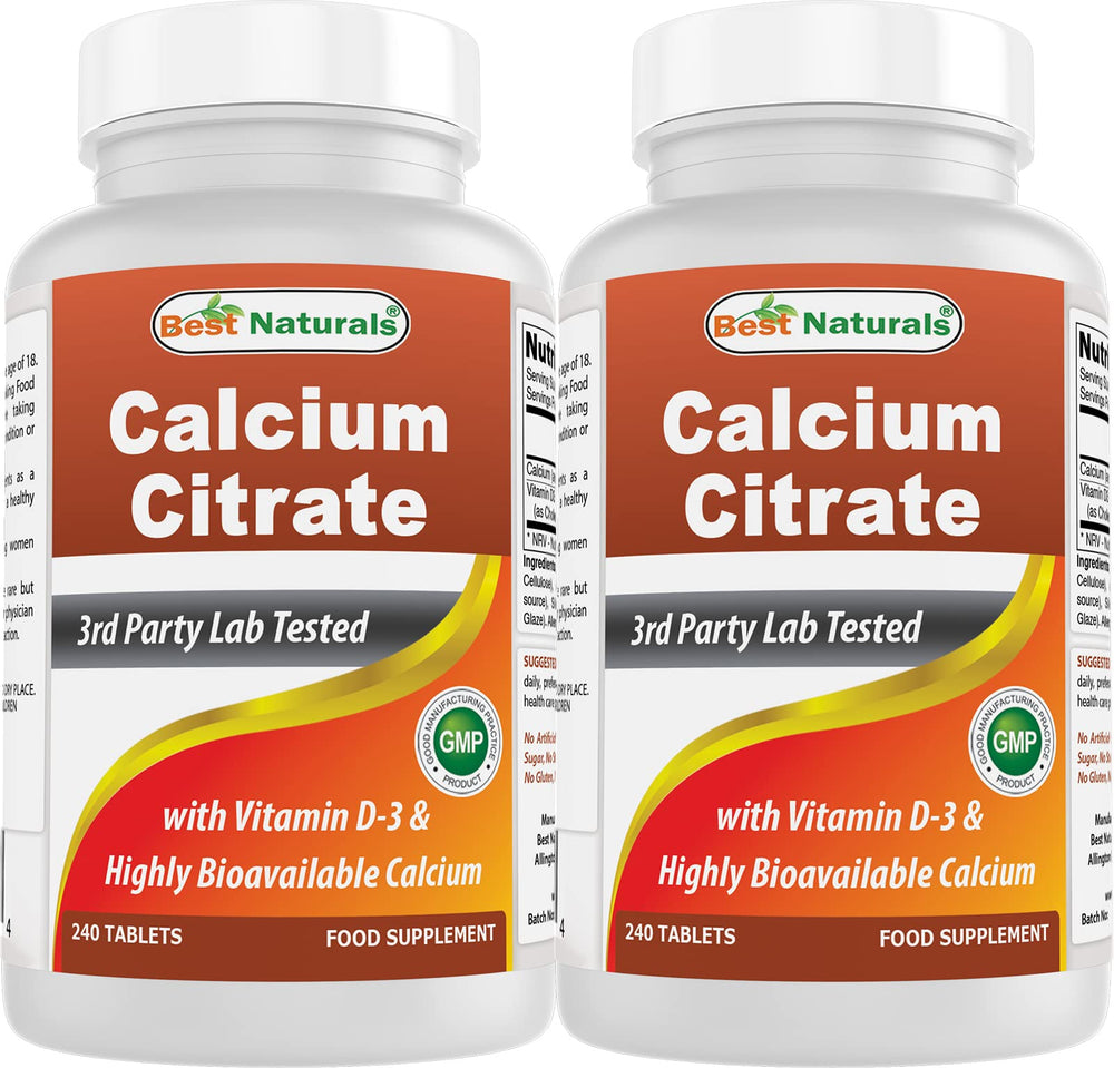 Best Naturals Calcium Citrate with Vitamin D-3 bottle front for everyday calcium support
