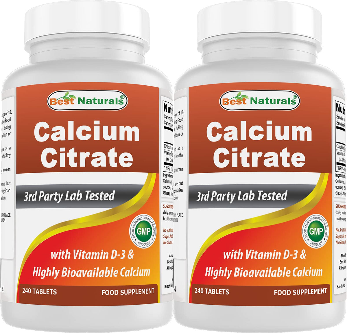 Best Naturals Calcium Citrate with Vitamin D-3 bottle front for everyday calcium support