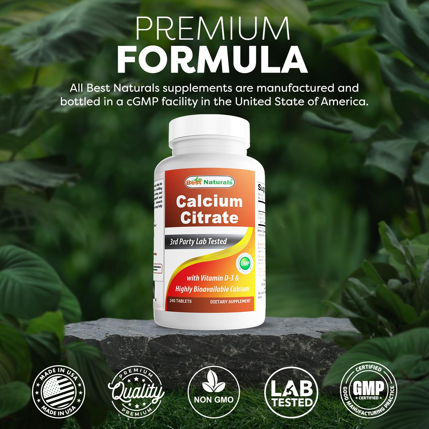 Best Naturals Calcium Citrate with Vitamin D-3 non-GMO and gluten-free assurance