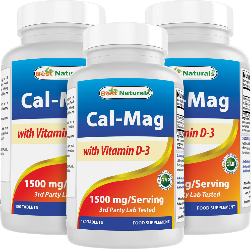 Best Naturals Calcium Magnesium with Vitamin D3 bottle front for daily mineral support.