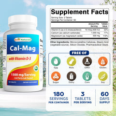 Best Naturals calcium magnesium vitamin D3 tablets close-up for easy daily intake.