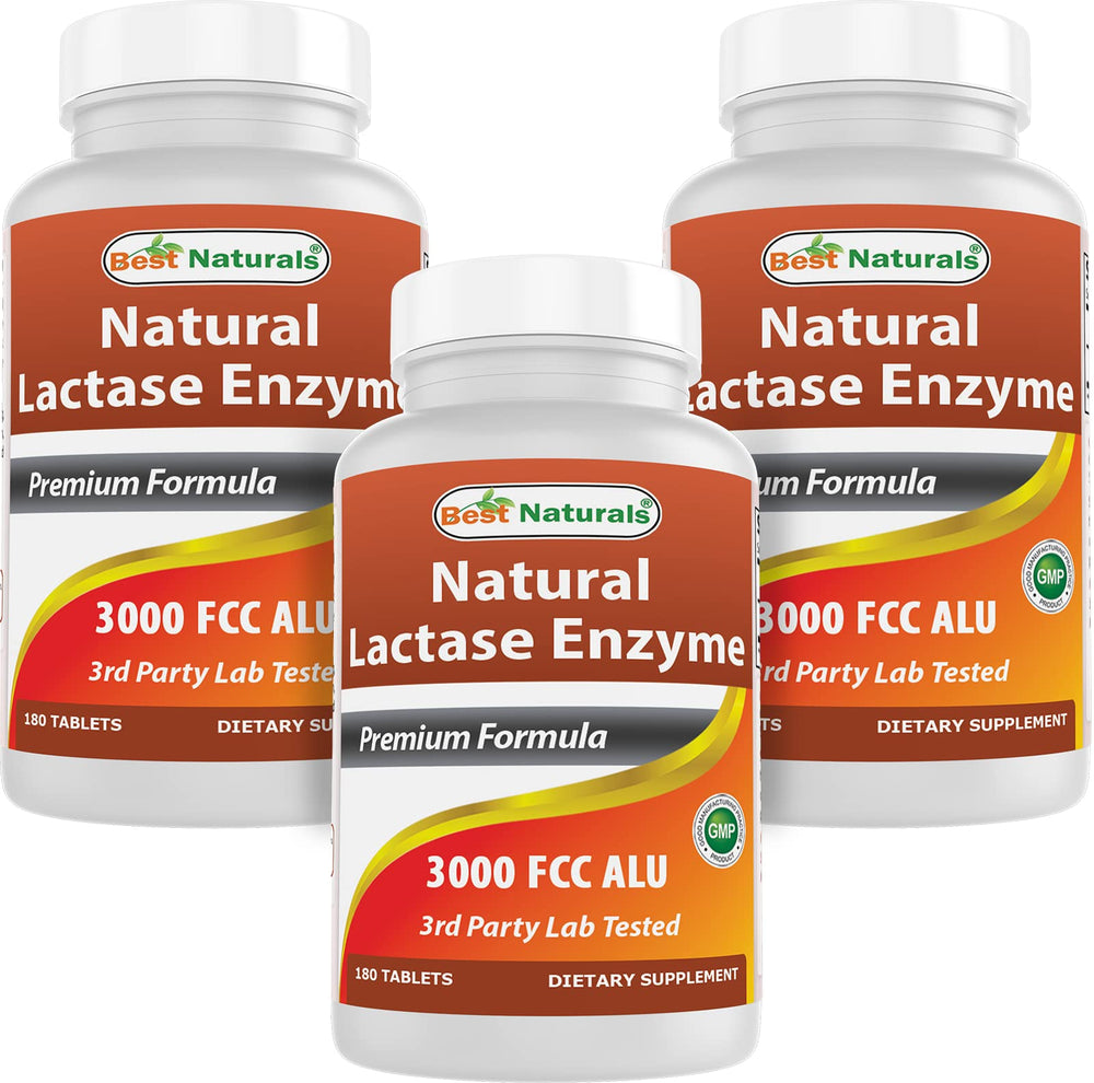 Best Naturals fast acting lactase enzyme bottle top view ideal for quick dairy digestion