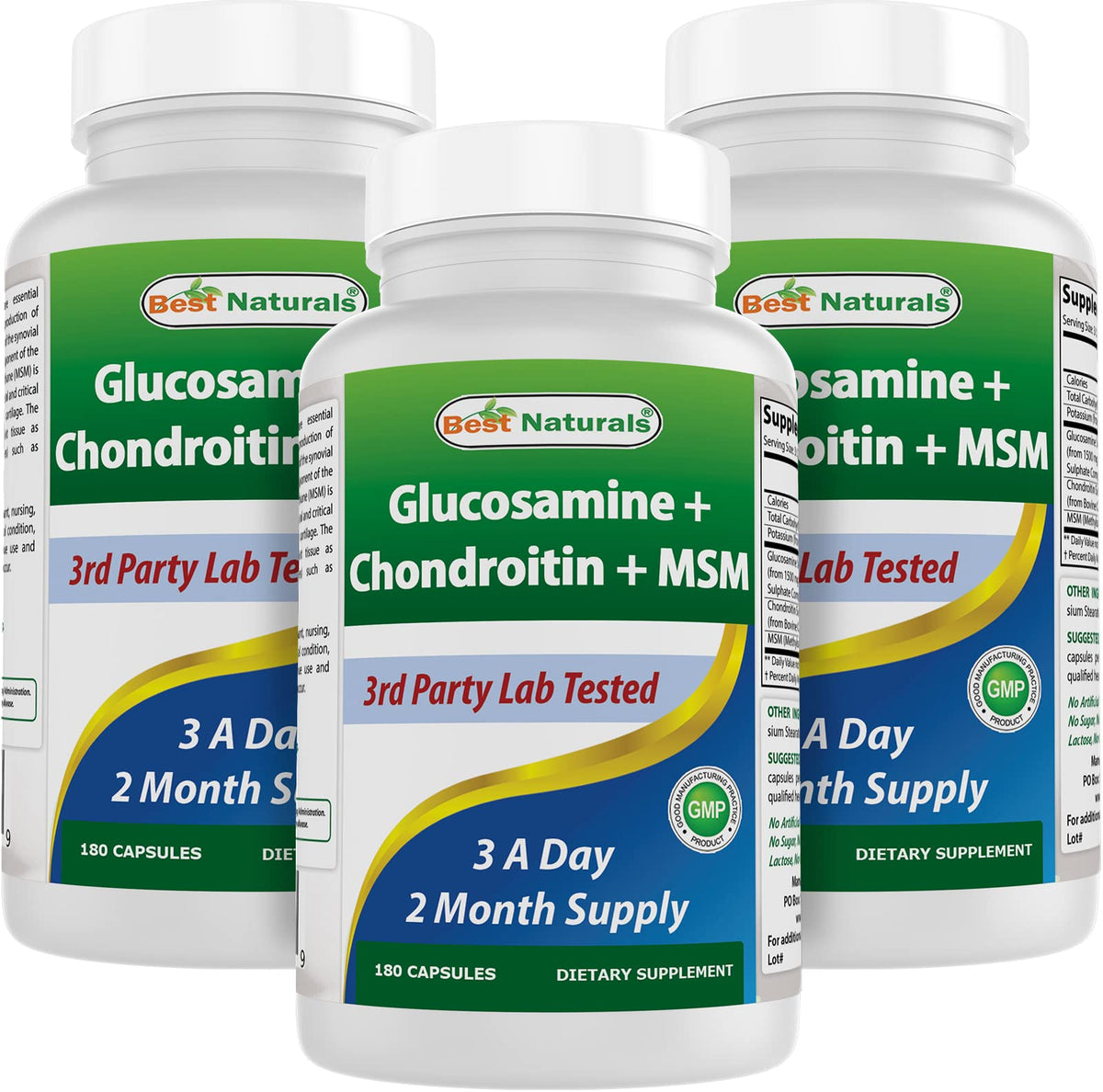 Best Naturals Glucosamine Chondroitin MSM bottle with seal, supports joint health