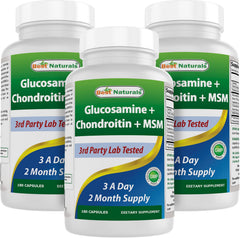 Best Naturals Glucosamine Chondroitin MSM bottle with seal, supports joint health