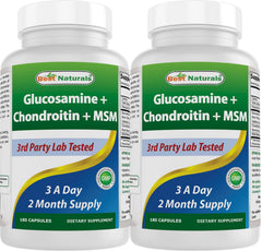 Best Naturals glucosamine chondroitin MSM bottle-front showing joint support features