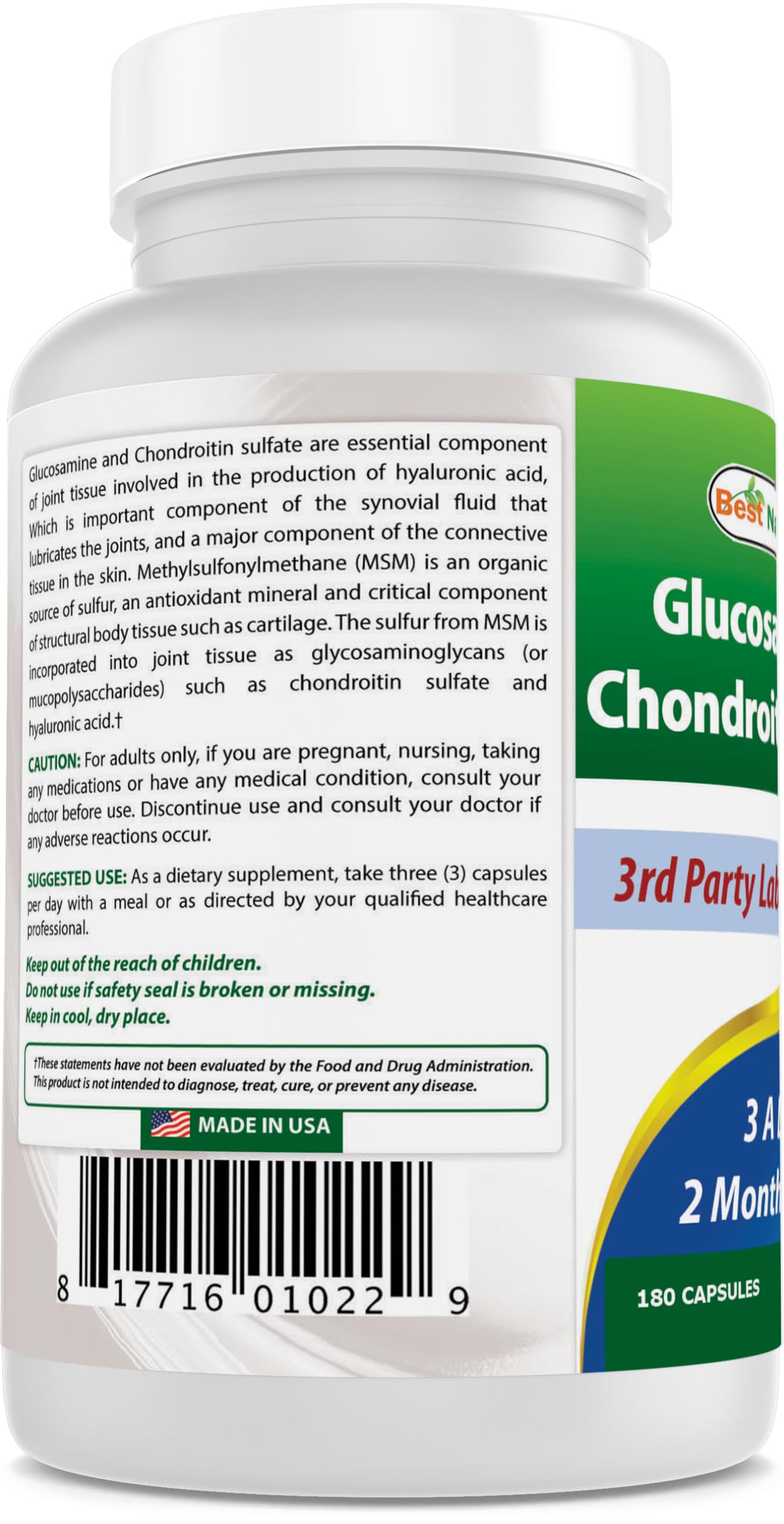 Best Naturals glucosamine chondroitin MSM bottle on desk for daily joint-support routine