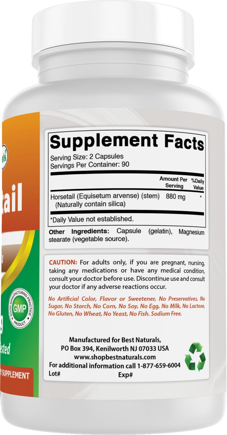 Best Naturals Horsetail glass bottle showing label and trusted quality.