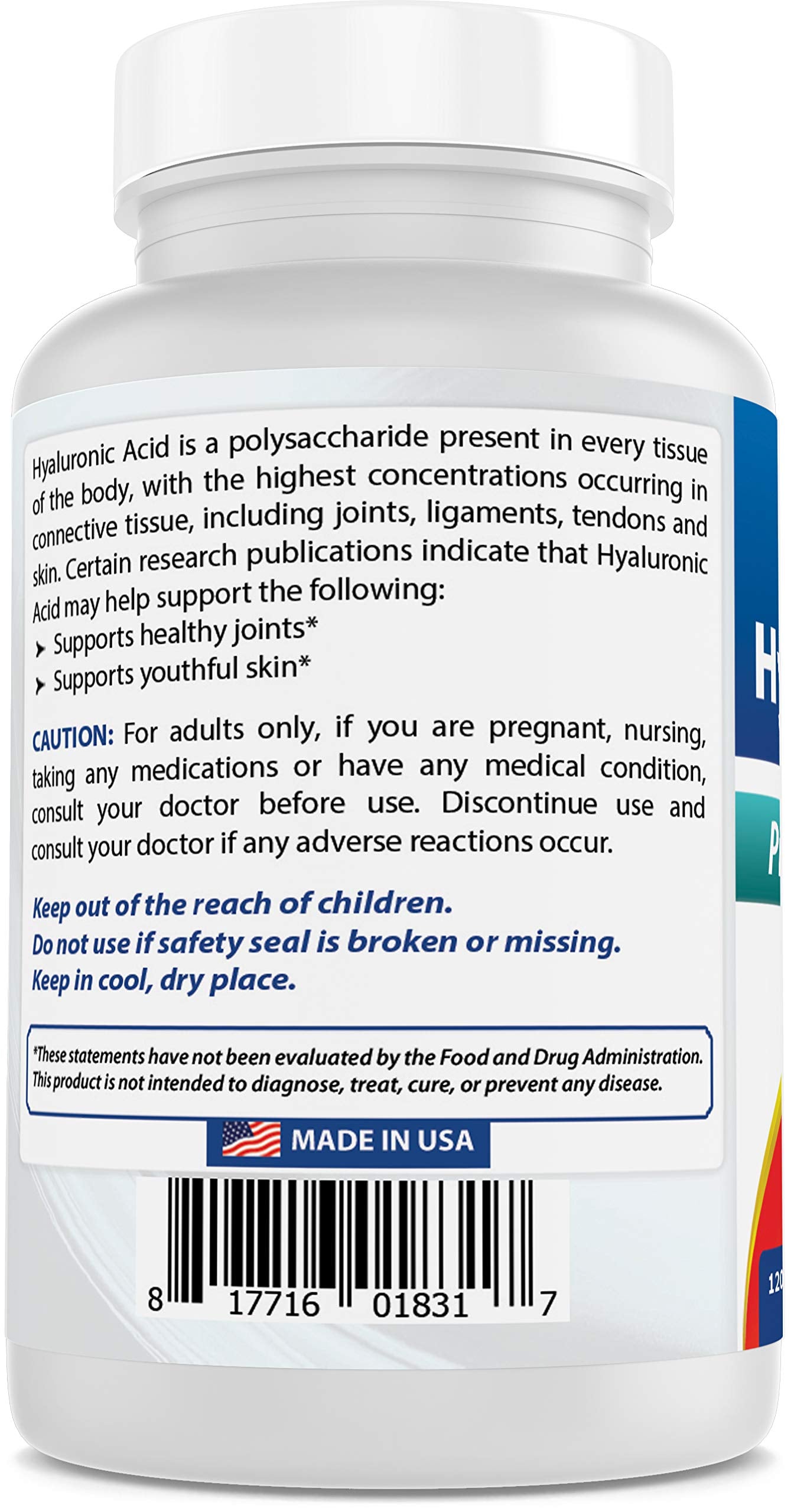 Best Naturals Hyaluronic Acid third-party lab tested seal confirms purity and quality.