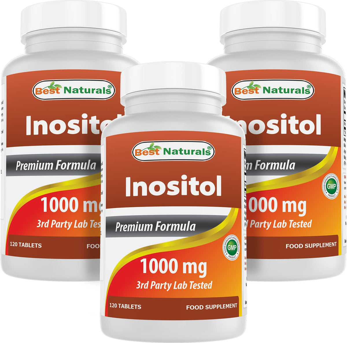 Best Naturals Inositol 1000 mg bottle front view supports daily wellness.