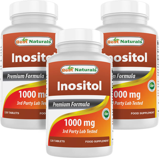 Best Naturals Inositol 1000 mg bottle front view supports daily wellness.