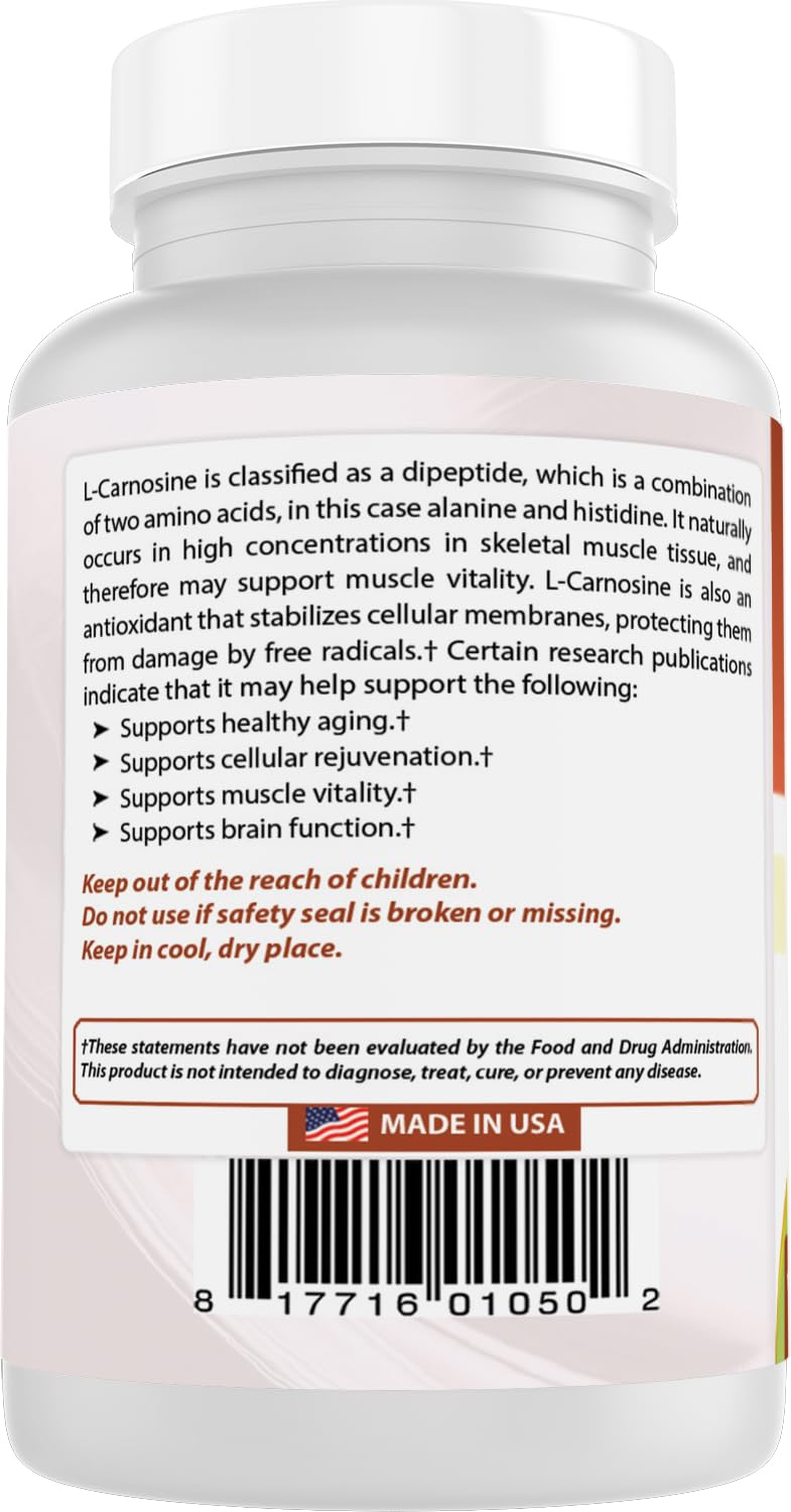 Pack of 3 bottles from Best Naturals L-Carnosine 500 mg offers value.