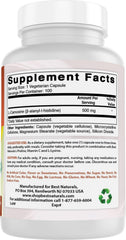 Best Naturals L-Carnosine ingredients label emphasizes purity and safety.