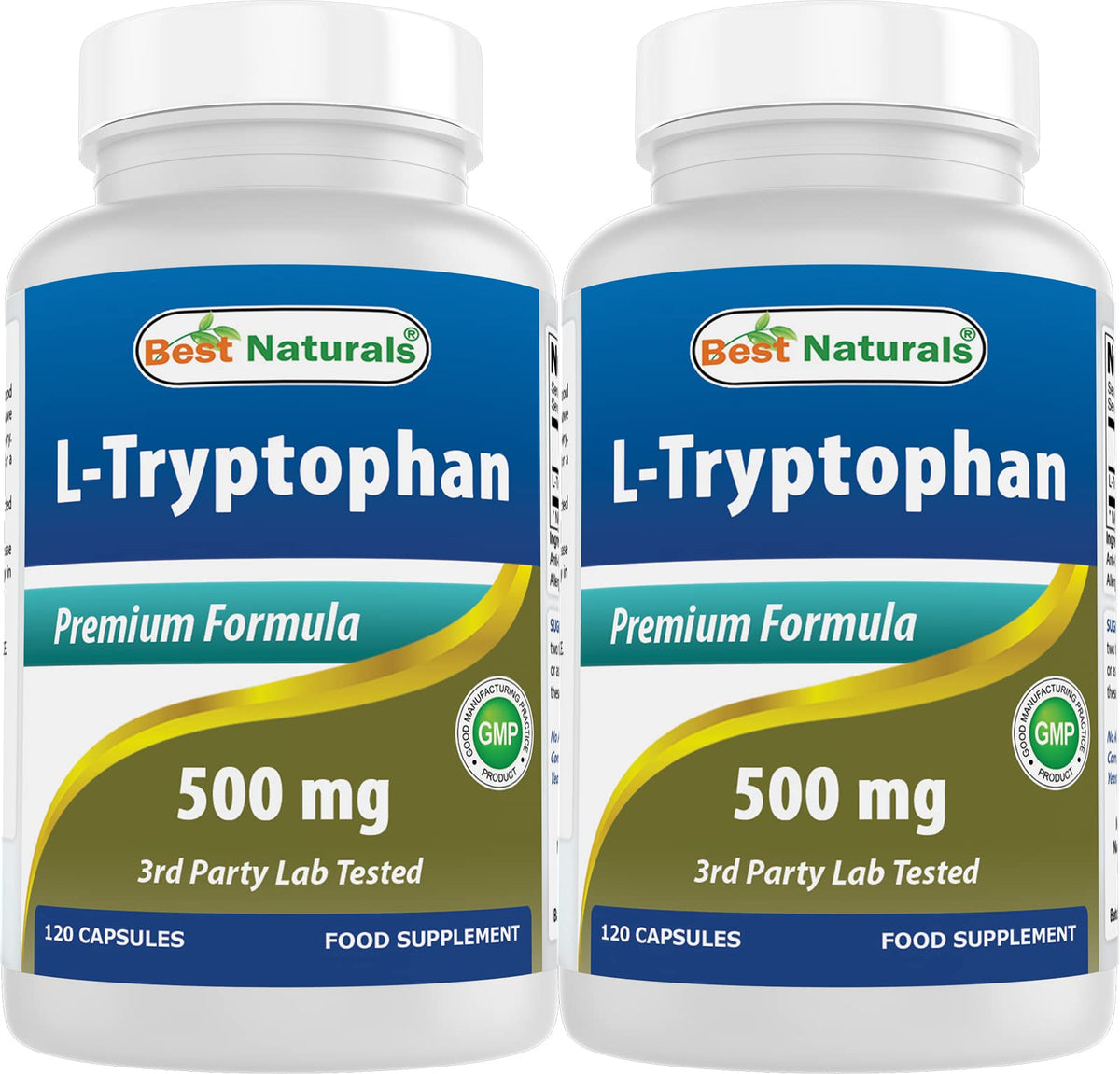 Best Naturals L-Tryptophan 500 mg bottle front supports daily wellness routines.