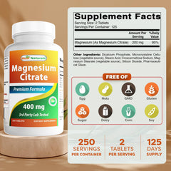 Best Naturals Magnesium Citrate tablets close-up for easy daily dosing.