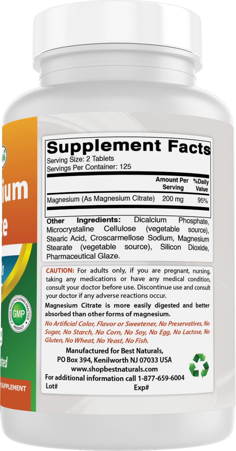 Best Naturals Magnesium Citrate third-party lab seal signals purity.