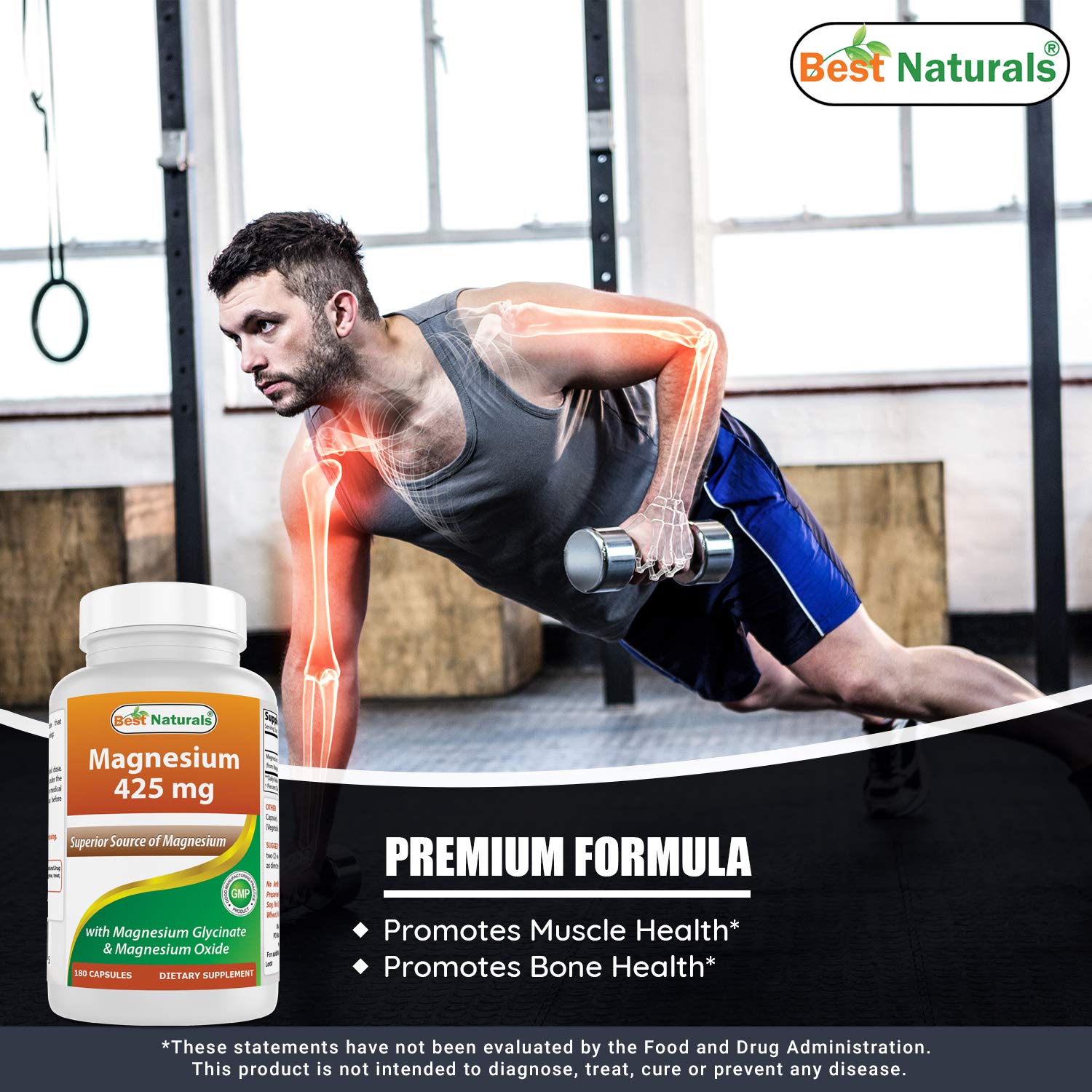 Best Naturals Magnesium three-pack packaging demonstrates savings and convenience.