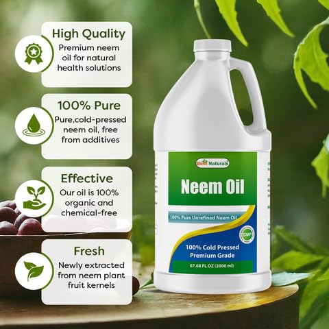 Best Naturals Neem Oil label detail emphasizes origin and refined processing.