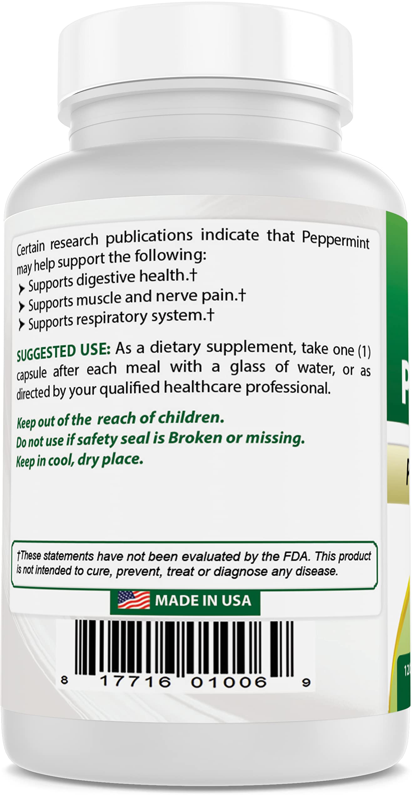 Best Naturals Peppermint Oil made in USA seal signals quality.