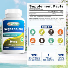 Best Naturals Pregnenolone bottle with 120 tablets for daily routine.