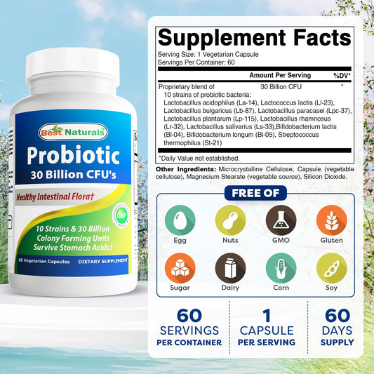 Close-up of Best Naturals probiotic capsules for easy daily intake