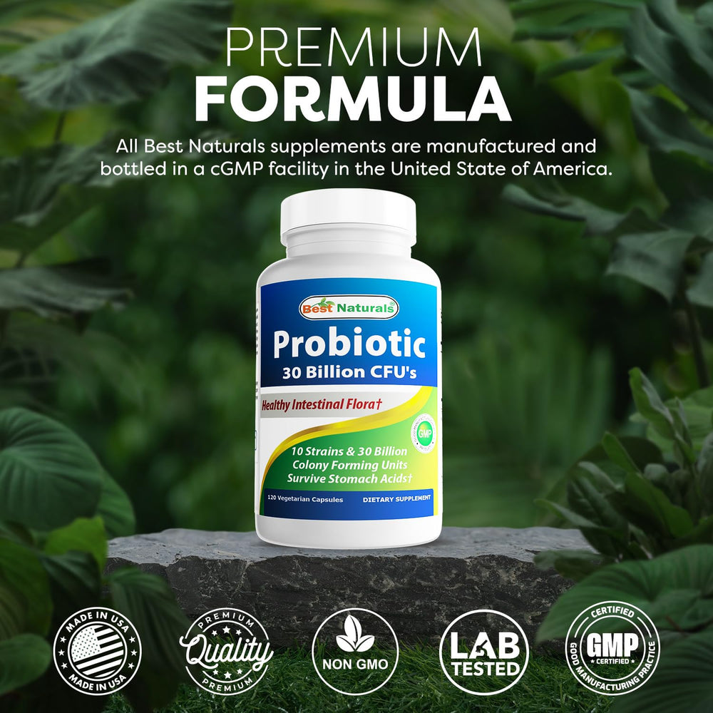 Back view of Best Naturals probiotic packaging emphasizing container details