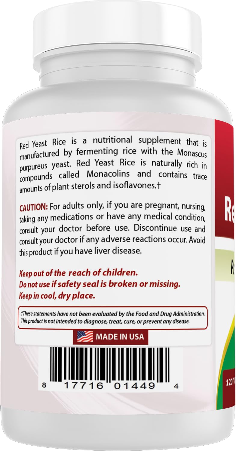 USA-made label on Best Naturals Red Yeast Rice packaging